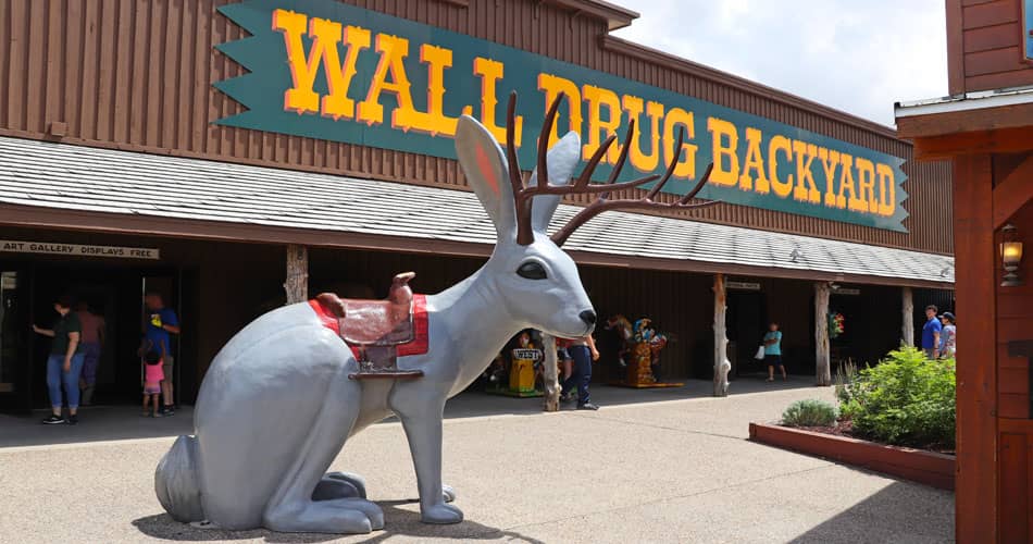 picture of a jackalope sculpture outside of Wall Drug in South Dakota